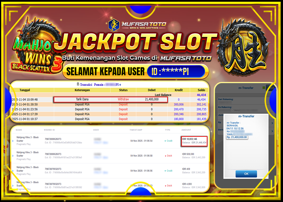MUFASATOTO JACKPOT PRAGMATICPLAY Rp.21.400.000|LUNAS